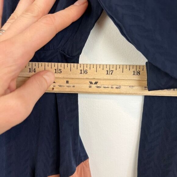 Ghospell Women's Large Colorblock Blue Peach Long Sleeve Maxi Dress Peasant taxi - Picture 9 of 15